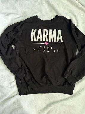 Karma Graphic Crewneck Sweatshirt - Black